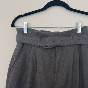 Abercrombie & Fitch Gray High-Waist Belted Trousers
